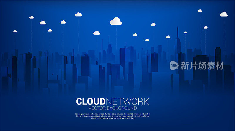 Cloud technology with city background.